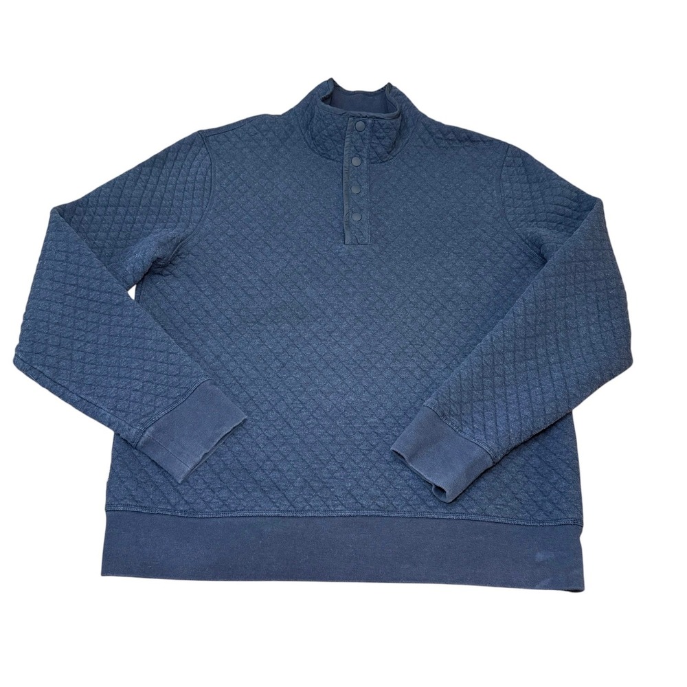Jack Spade New York Mens Quilted Pullover Button‎ Mock Neck Sweater L/G Blue